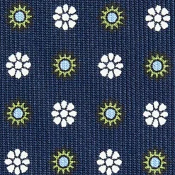 E.Marinella CRAVATTA SARTORIALE CLASSICA IN SETA BLU SCURO Microfantasia fiore Hot
