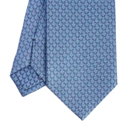 E.Marinella CRAVATTA SARTORIALE CLASSICA IN SETA AZZURRO POLVERE Microfantasia m geometrica Best