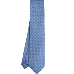 E.Marinella CRAVATTA SARTORIALE CLASSICA IN SETA AZZURRO POLVERE Microfantasia m geometrica Best