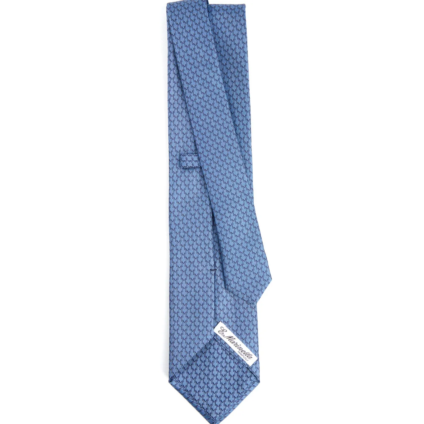 E.Marinella CRAVATTA SARTORIALE CLASSICA IN SETA AZZURRO POLVERE Microfantasia m geometrica Best