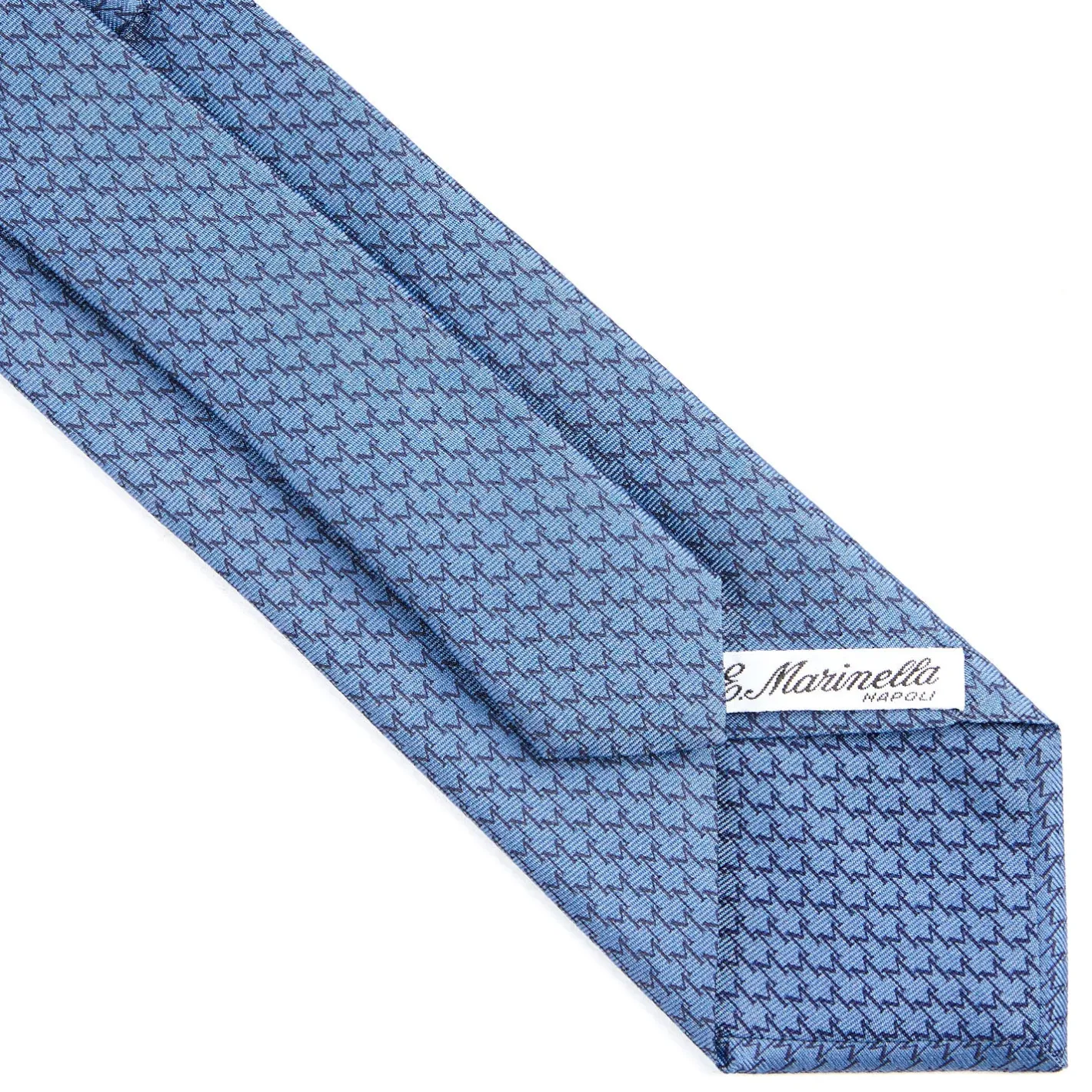 E.Marinella CRAVATTA SARTORIALE CLASSICA IN SETA AZZURRO POLVERE Microfantasia m geometrica Best
