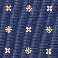 E.Marinella CRAVATTA SARTORIALE CLASSICA IN SETA BLU SCURO Microfantasia fiore New