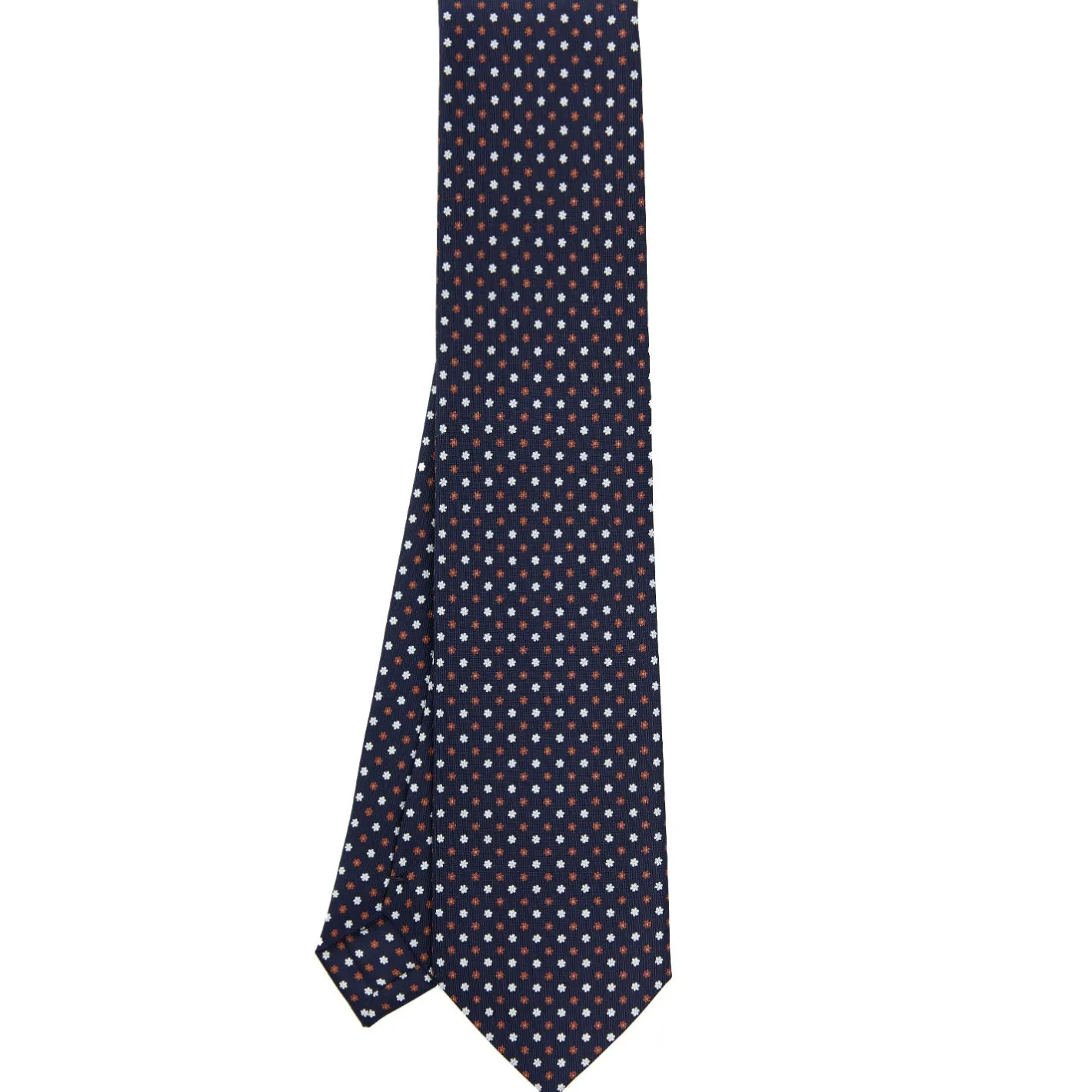 E.Marinella CRAVATTA SARTORIALE CLASSICA IN SETA BLU SCURO Microfantasia fiore Discount