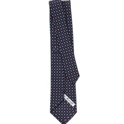 E.Marinella CRAVATTA SARTORIALE CLASSICA IN SETA BLU SCURO Microfantasia fiore Discount