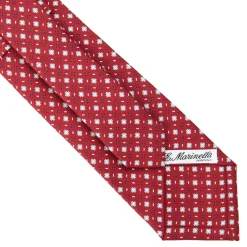 E.Marinella CRAVATTA SARTORIALE CLASSICA IN SETA BORDEAUX Microfantasia fiore New