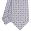 E.Marinella CRAVATTA SARTORIALE CLASSICA IN SETA GRIGIO CHIARO Microfantasia fiore Outlet