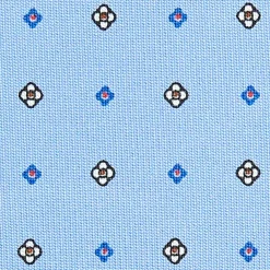 E.Marinella CRAVATTA SARTORIALE CLASSICA IN SETA AZZURRA Microfantasia fiore Discount