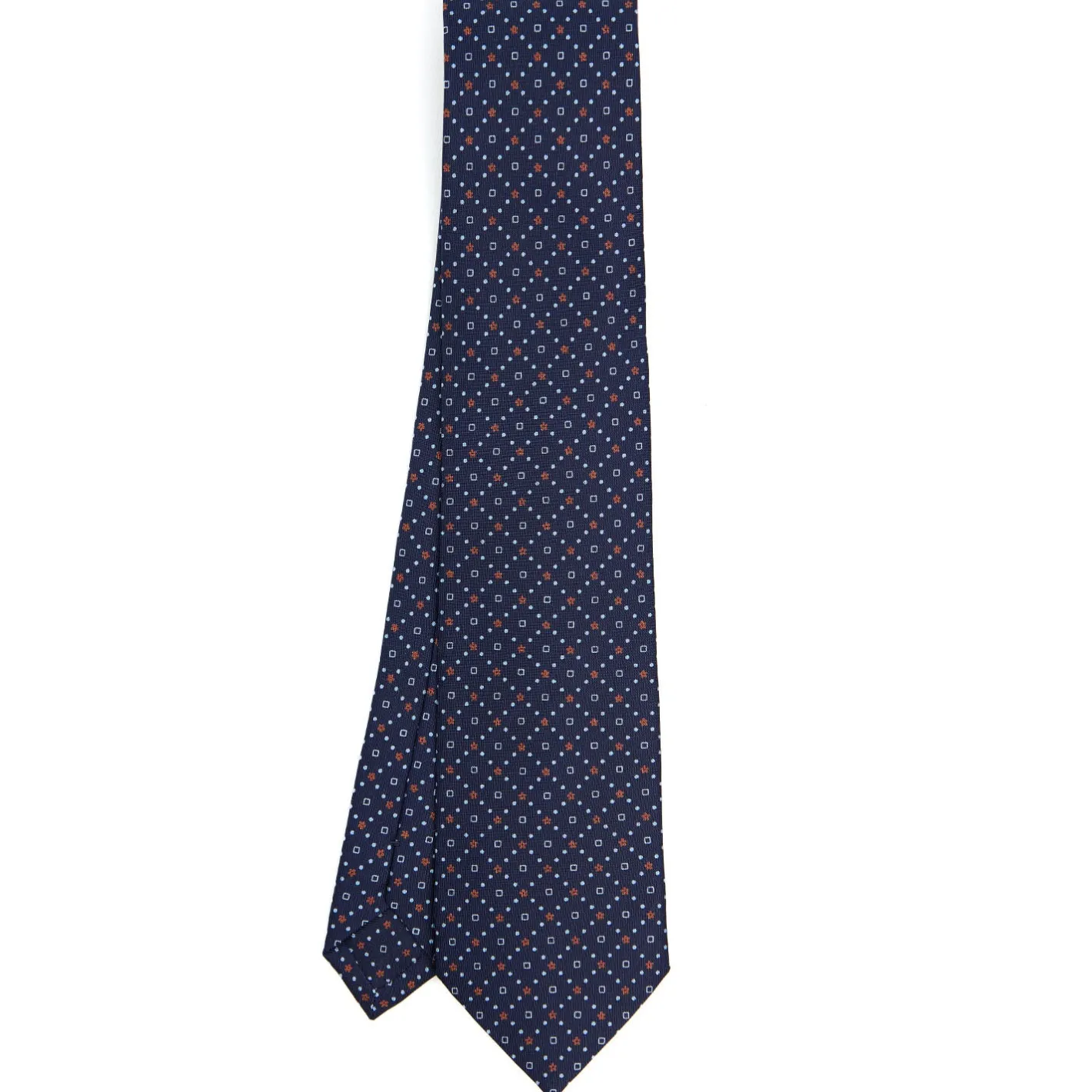 E.Marinella CRAVATTA SARTORIALE CLASSICA IN SETA BLU SCURO Microfantasia fiore Discount
