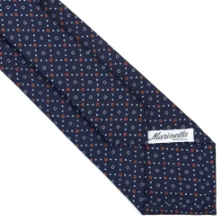 E.Marinella CRAVATTA SARTORIALE CLASSICA IN SETA BLU SCURO Microfantasia fiore Discount