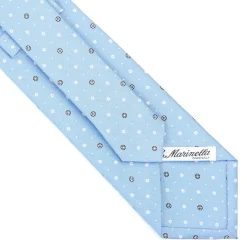 E.Marinella CRAVATTA SARTORIALE CLASSICA IN SETA AZZURRA Microfantasia fiore Discount