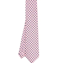 E.Marinella CRAVATTA SARTORIALE CLASSICA IN SETA ROSA Microfantasia fiore Outlet