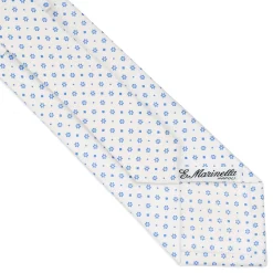 E.Marinella CRAVATTA SARTORIALE CLASSICA IN SETA BIANCA Microfantasia fiore Hot