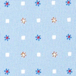 E.Marinella CRAVATTA SARTORIALE CLASSICA IN SETA AZZURRA Microfantasia fiore New