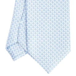 E.Marinella CRAVATTA SARTORIALE CLASSICA IN SETA AZZURRA Microfantasia m geometrica Best
