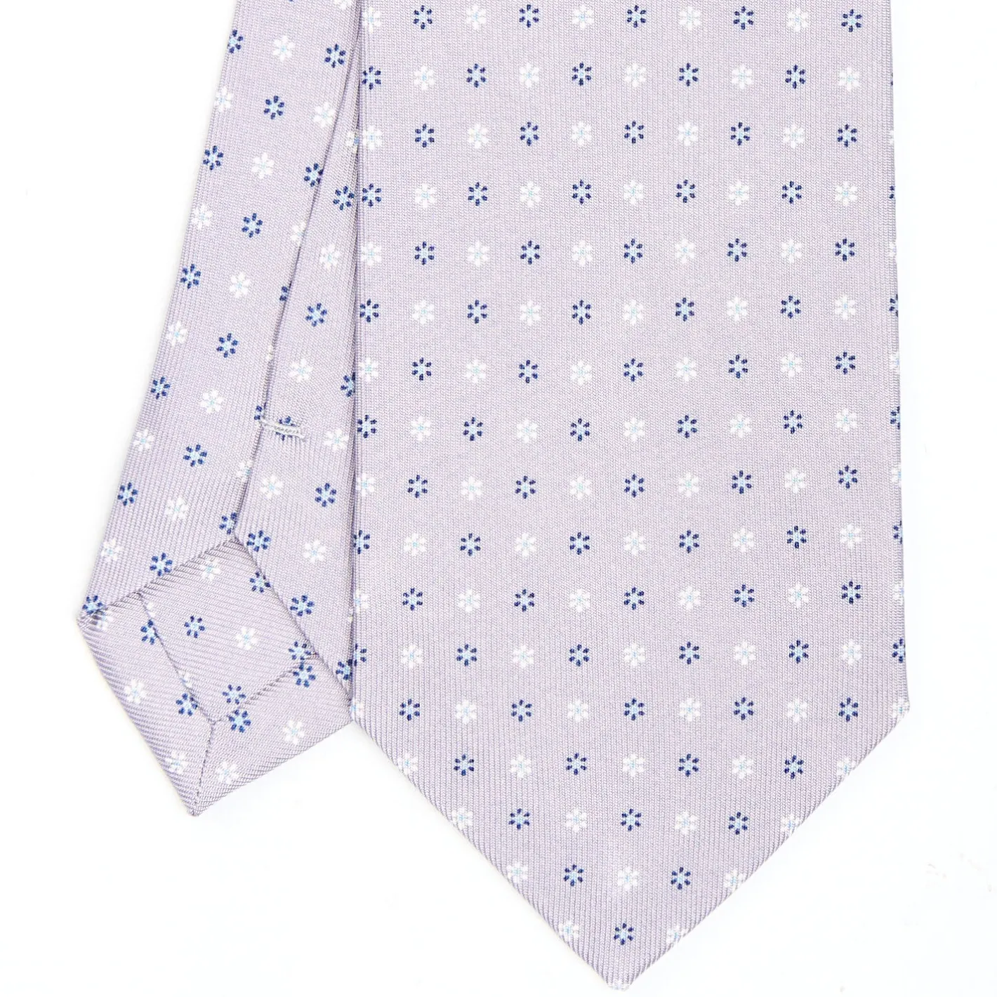 E.Marinella CRAVATTA SARTORIALE CLASSICA IN SETA GRIGIO CHIARO Microfantasia fiore Discount