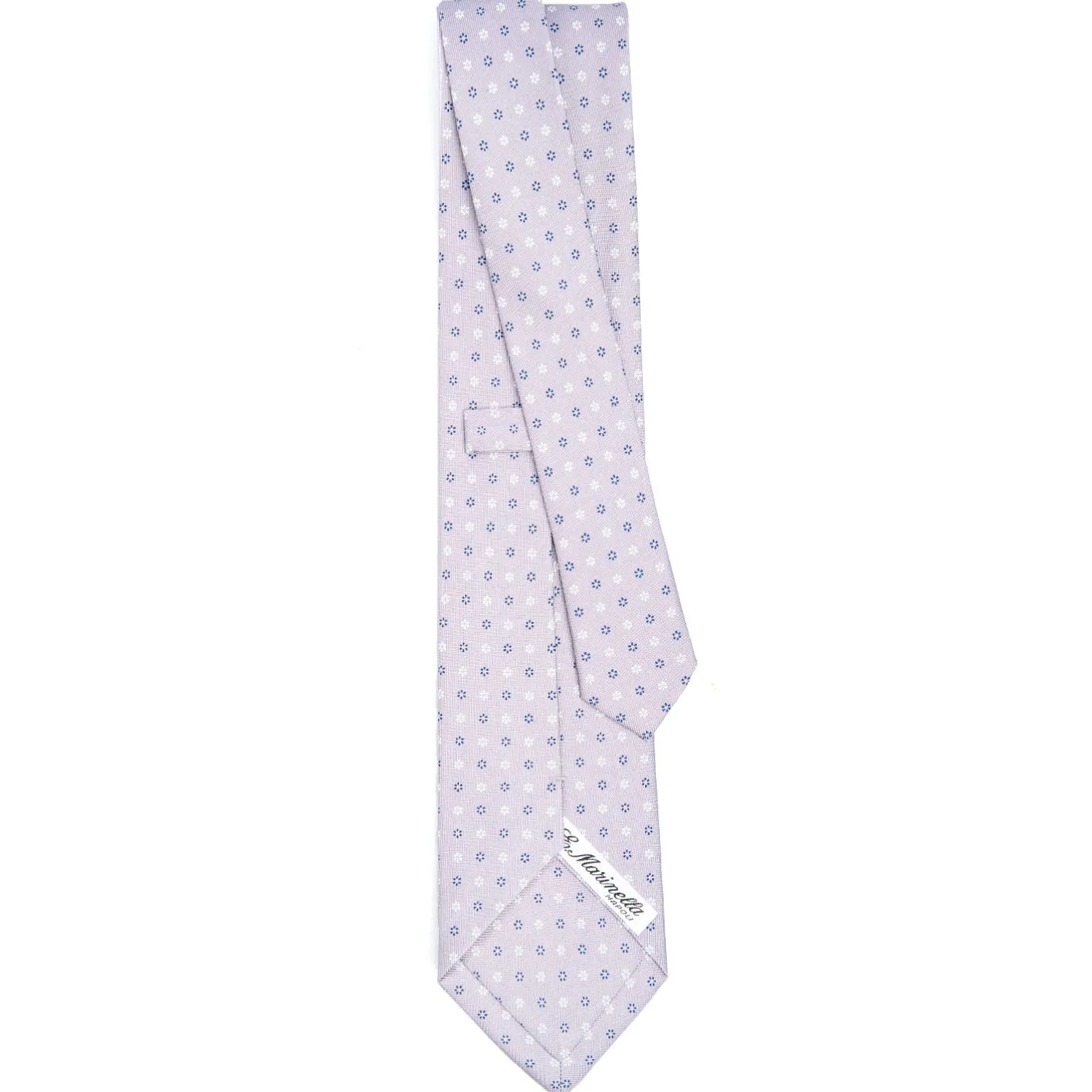 E.Marinella CRAVATTA SARTORIALE CLASSICA IN SETA GRIGIO CHIARO Microfantasia fiore Discount