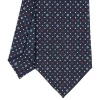 E.Marinella CRAVATTA SARTORIALE CLASSICA IN SETA BLU SCURO Microfantasia fiore Outlet