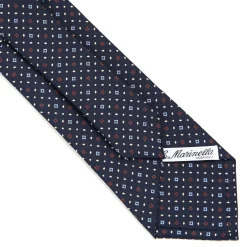 E.Marinella CRAVATTA SARTORIALE CLASSICA IN SETA BLU SCURO Microfantasia fiore Outlet