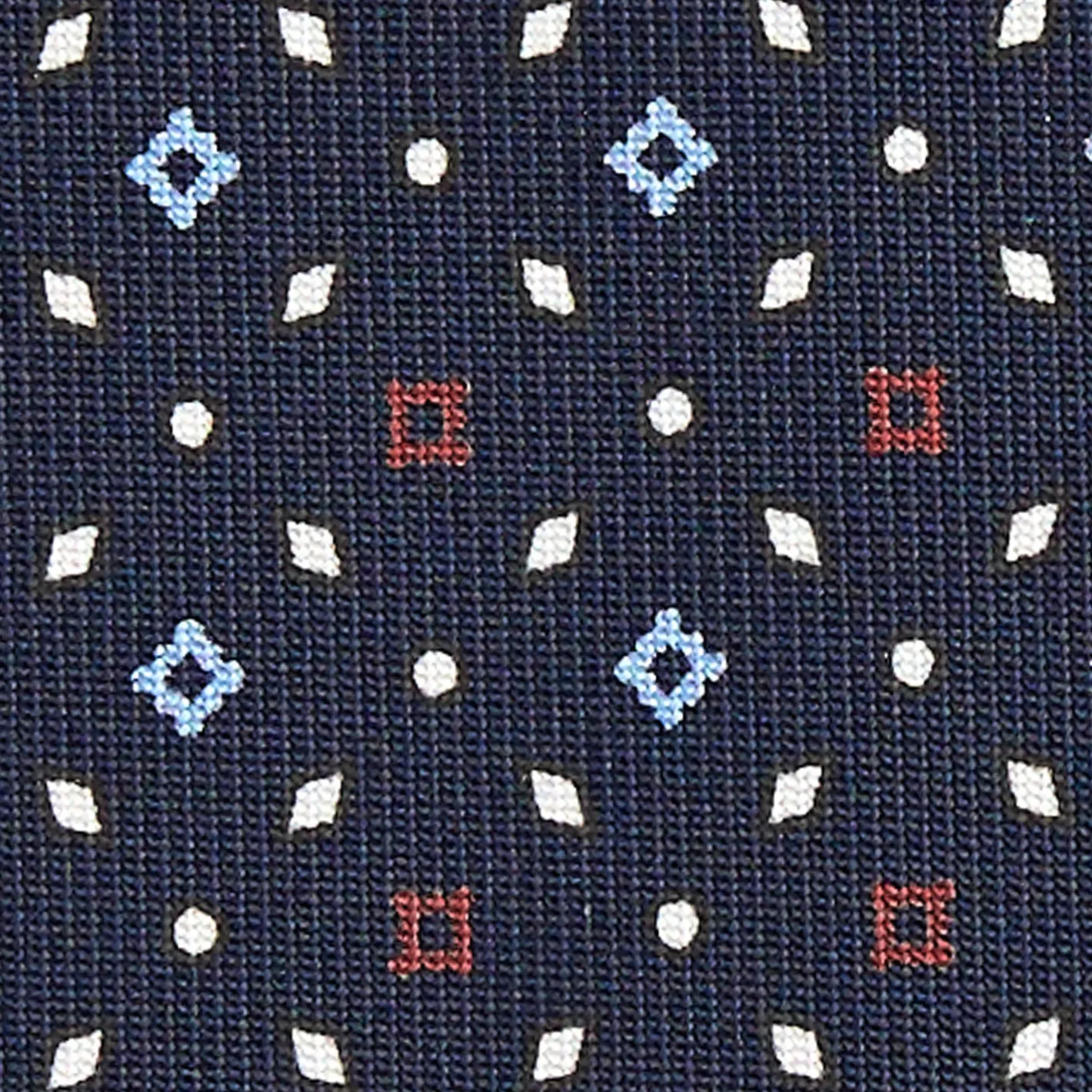 E.Marinella CRAVATTA SARTORIALE CLASSICA IN SETA BLU SCURO Microfantasia fiore Outlet