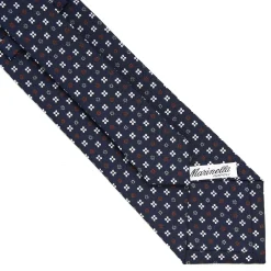 E.Marinella CRAVATTA SARTORIALE CLASSICA IN SETA BLU SCURO Microfantasia fiore Clearance