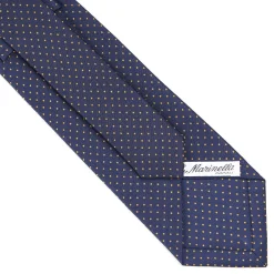 E.Marinella CRAVATTA SARTORIALE CLASSICA IN SETA BLU SCURO Pois Outlet