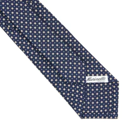 E.Marinella CRAVATTA SARTORIALE CLASSICA IN SETA BLU SCURO Microfantasia fiore Outlet