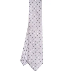 E.Marinella CRAVATTA SARTORIALE CLASSICA IN SETA GRIGIO CHIARO Microfantasia fiore Clearance