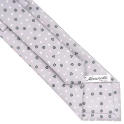 E.Marinella CRAVATTA SARTORIALE CLASSICA IN SETA GRIGIO CHIARO Microfantasia fiore Clearance