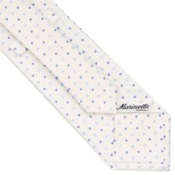 E.Marinella CRAVATTA SARTORIALE CLASSICA IN SETA BIANCA Microfantasia fiore Outlet