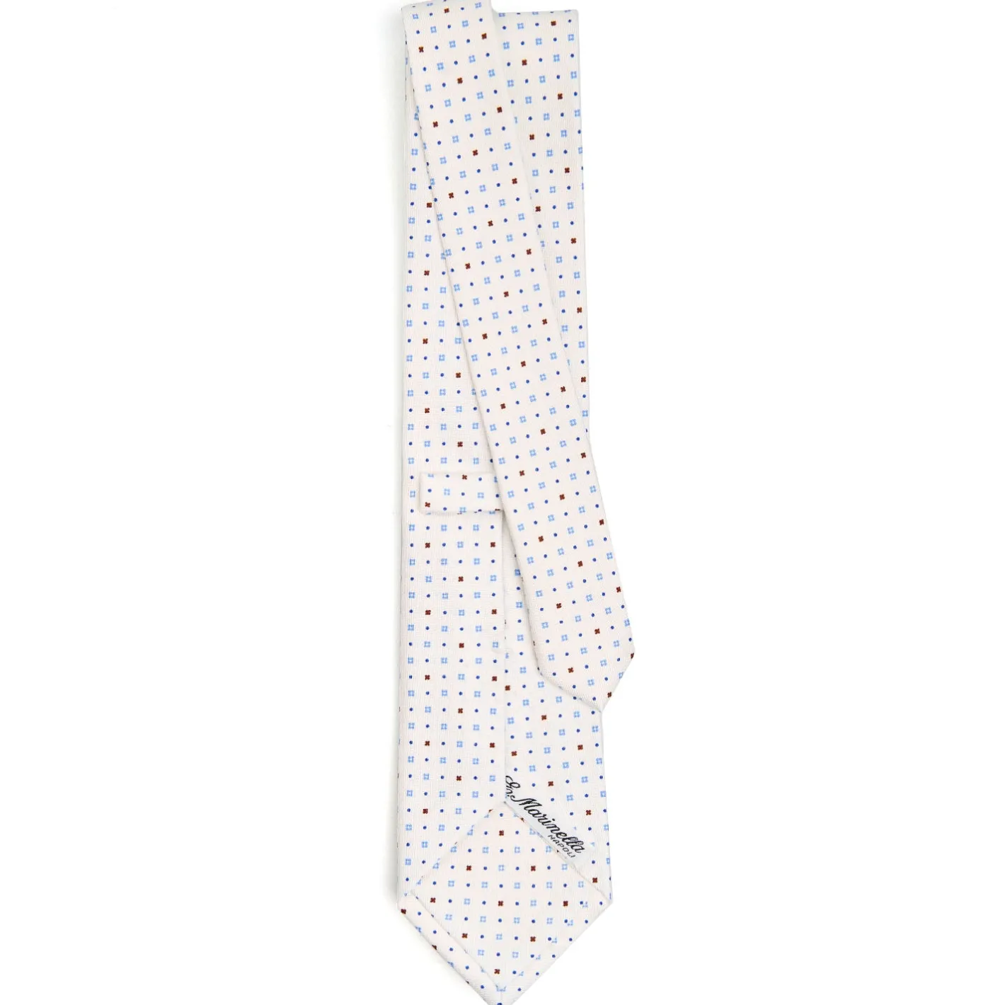 E.Marinella CRAVATTA SARTORIALE CLASSICA IN SETA BIANCA Microfantasia fiore Online