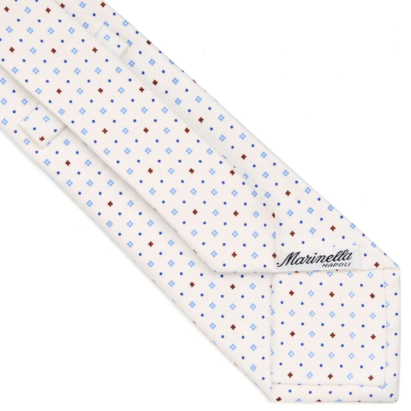 E.Marinella CRAVATTA SARTORIALE CLASSICA IN SETA BIANCA Microfantasia fiore Online
