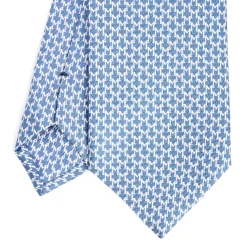 E.Marinella CRAVATTA SARTORIALE CLASSICA IN SETA BLU Microfantasia m geometrica New