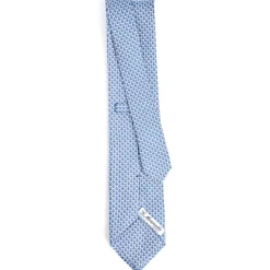 E.Marinella CRAVATTA SARTORIALE CLASSICA IN SETA BLU Microfantasia m geometrica New