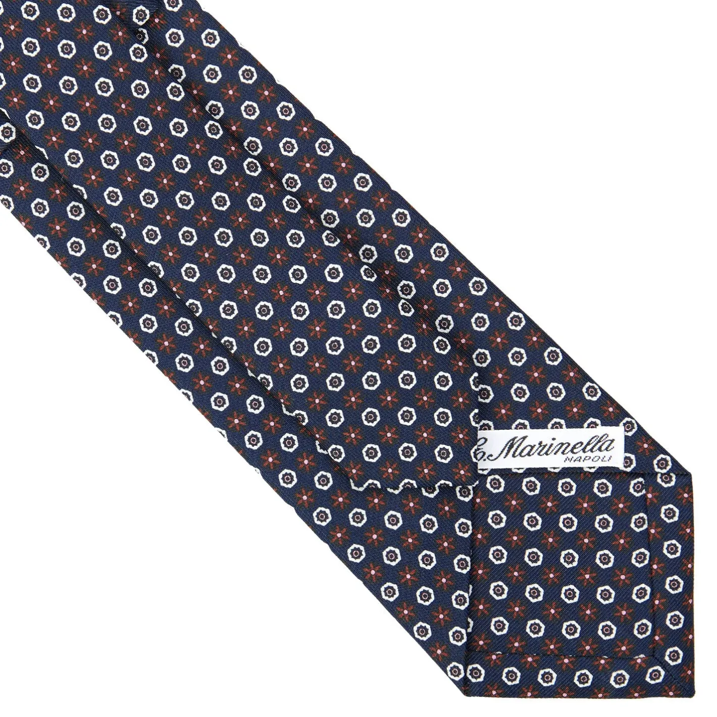 E.Marinella CRAVATTA SARTORIALE CLASSICA IN SETA BLU SCURO Microfantasia fiore Discount