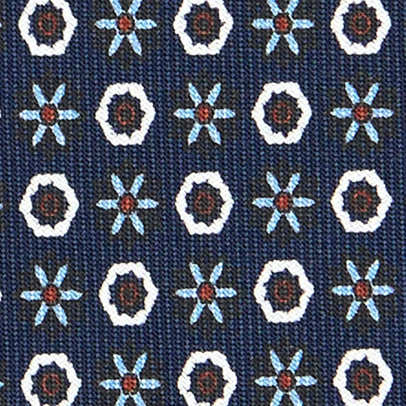 E.Marinella CRAVATTA SARTORIALE CLASSICA IN SETA BLU SCURO Microfantasia fiore Hot