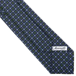 E.Marinella CRAVATTA SARTORIALE CLASSICA IN SETA BLU SCURO Microfantasia fiore Hot