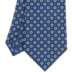 E.Marinella CRAVATTA SARTORIALE CLASSICA IN SETA BLU Microfantasia fiore Discount