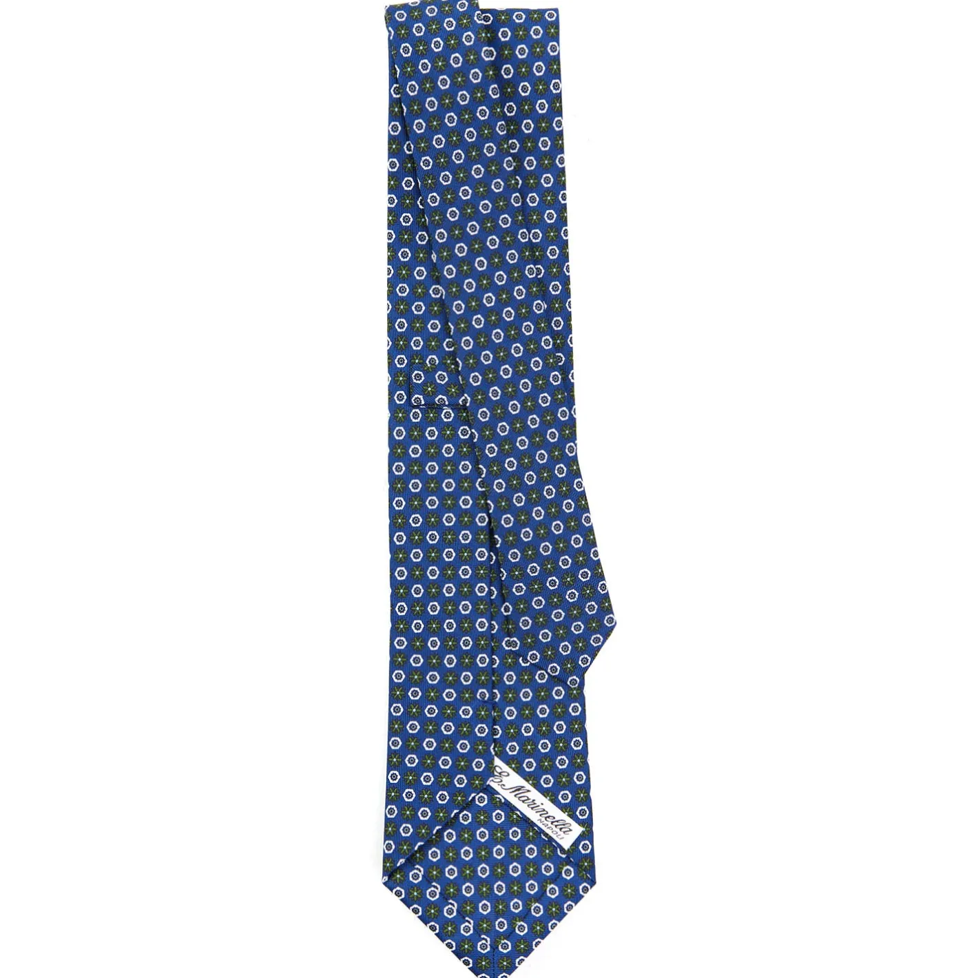 E.Marinella CRAVATTA SARTORIALE CLASSICA IN SETA BLU Microfantasia fiore Discount