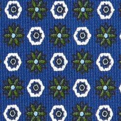 E.Marinella CRAVATTA SARTORIALE CLASSICA IN SETA BLU Microfantasia fiore Discount