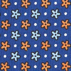E.Marinella CRAVATTA SARTORIALE CLASSICA IN SETA BLU Microfantasia fiore Clearance