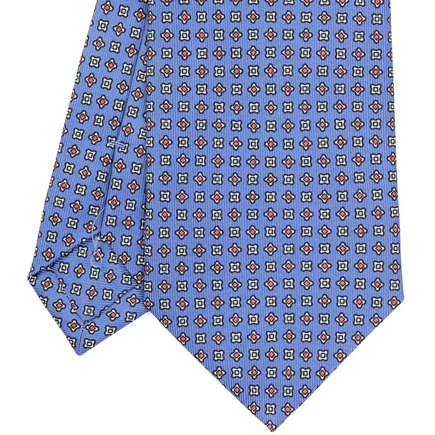 E.Marinella CRAVATTA SARTORIALE CLASSICA IN SETA AZZURRO POLVERE Microfantasia fiore Outlet