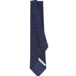 E.Marinella CRAVATTA SARTORIALE CLASSICA IN SETA BLU SCURO Pois Hot