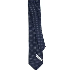 E.Marinella CRAVATTA SARTORIALE CLASSICA IN SETA BLU SCURO Pois Sale