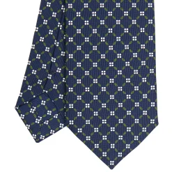 E.Marinella CRAVATTA SARTORIALE 7 CM IN SETA BLU SCURO Microfantasia fiore Sale
