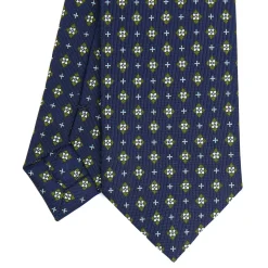 E.Marinella CRAVATTA SARTORIALE 7 CM IN SETA BLU SCURO Microfantasia fiore Discount