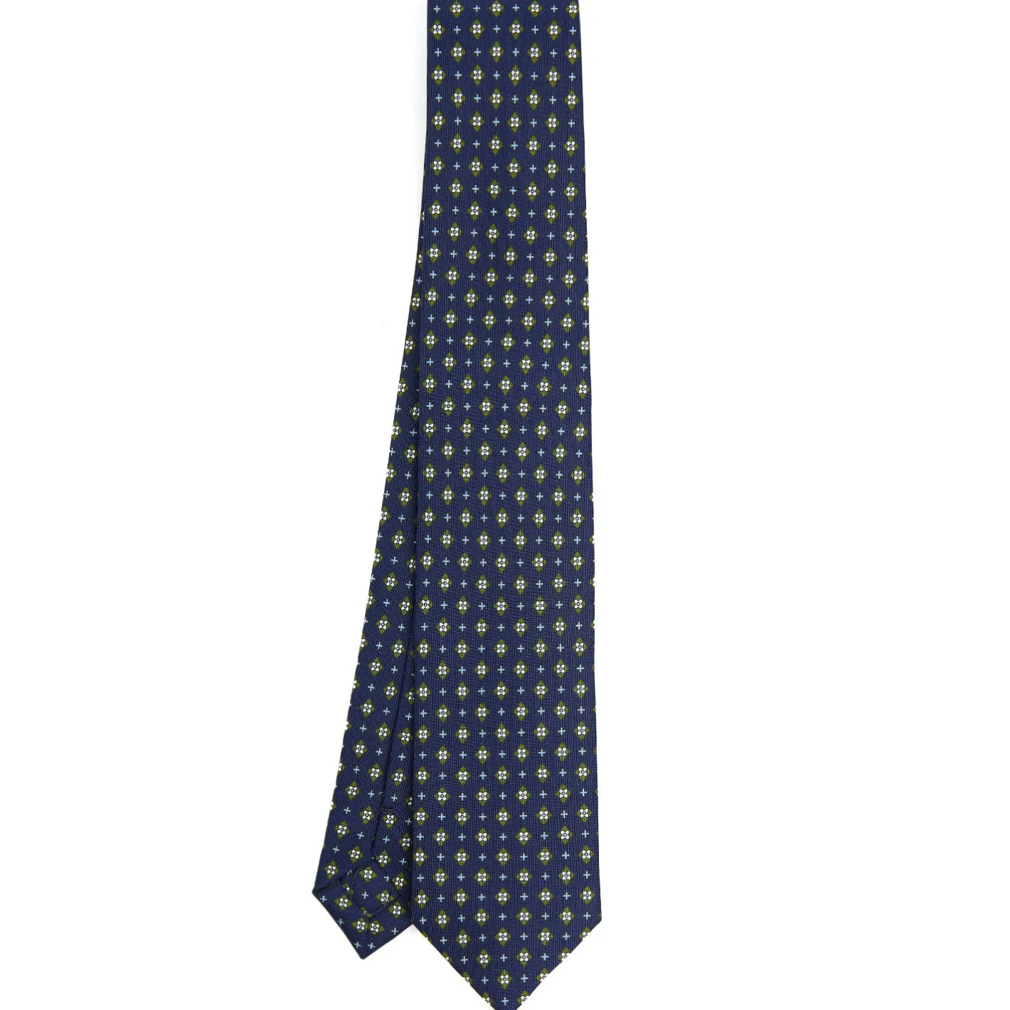 E.Marinella CRAVATTA SARTORIALE 7 CM IN SETA BLU SCURO Microfantasia fiore Discount