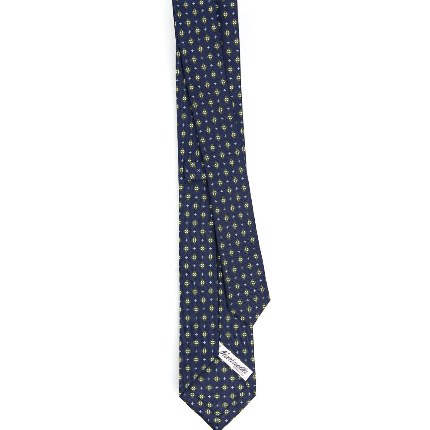 E.Marinella CRAVATTA SARTORIALE 7 CM IN SETA BLU SCURO Microfantasia fiore Discount