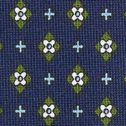 E.Marinella CRAVATTA SARTORIALE 7 CM IN SETA BLU SCURO Microfantasia fiore Discount