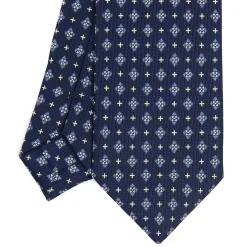 E.Marinella CRAVATTA SARTORIALE 7 CM IN SETA BLU SCURO Microfantasia fiore Online