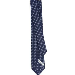 E.Marinella CRAVATTA SARTORIALE 7 CM IN SETA BLU SCURO Microfantasia fiore Online